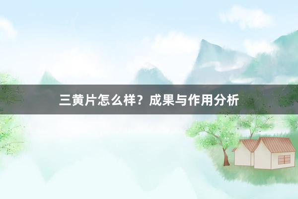 三黄片怎么样？成果与作用分析