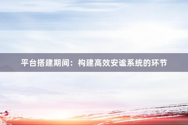 平台搭建期间：构建高效安谧系统的环节